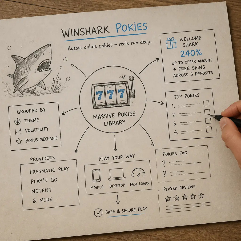Winshark Pokies visual guide for Winshark Casino
